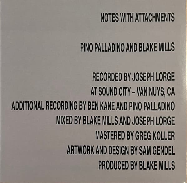 PALLADINO,PINO / MILLS,BLAKE - NOTES WITH ATTACHMENTS