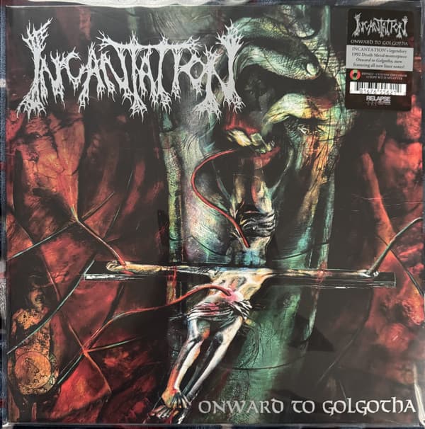 INCANTATION - ONWARD TO GOLGOTHA (TRI-COLOR STRIPE W/ SPLATTER)